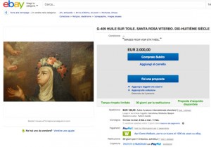 Il quadro del Settecento, raffigurante Santa Rosa, venduto su Ebay