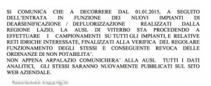Arsenico - La comunicazione sul sito della Asl