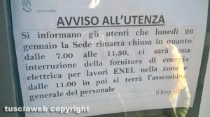 Viterbo - Inps chiusa per mancanza di corrente