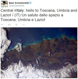 Il twitt di Samantha Cristoforetti