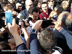 L'arrivo di Salvini a Roma in piazza