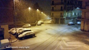Viterbo coperta di neve alle 22, 20