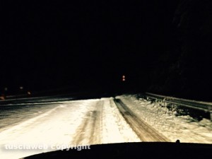 Neve sulla strada tra Blera e Vetralla