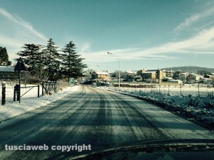 Neve sulla strada tra Blera e Vetralla