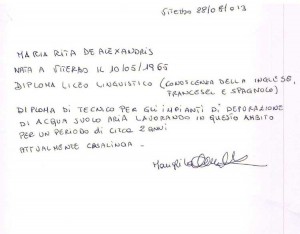 Il curriculum di De Alexandris pubblicato sul sito del comune
