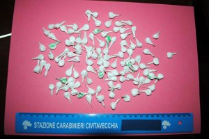 Le 113 dosi di cocaina sequestrate dai carabinieri