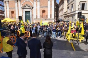 La manifestazione di Coldiretti dopo la fine delle quote latte