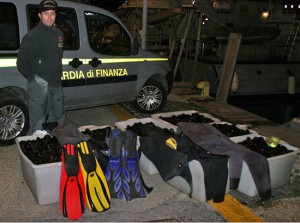 I ricci sequestrati dalla guardia di finanza