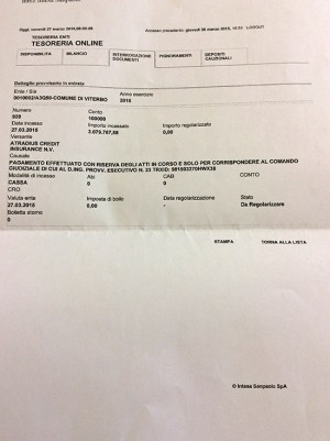 Il bonifico di Esattorie