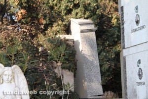 Maltempo - Viterbo - Cimitero di San Lazzaro - Un cipresso crollato su una tomba