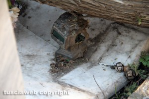Maltempo - Viterbo - Cimitero di San Lazzaro - Una tomba lesionata da un albero caduto