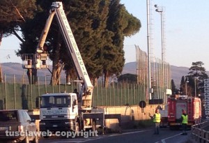 Maltempo - Albero pericolante - La Cassia nord in tilt
