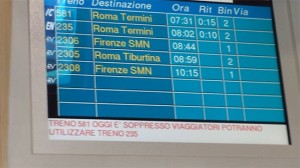 Il tabellone degli orari dei treni