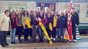 Mercatone Uno - La partenza per Roma dei lavoratori