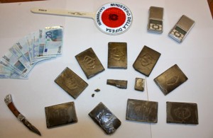 La dorga sequestrata dai carabinieri