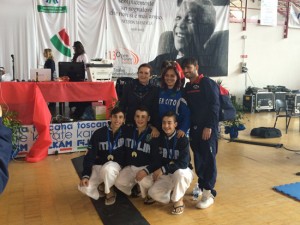 I maestri Colaiacomo, Berrettorni, Troiano. In basso Diana Sperati e Mirko Barreca