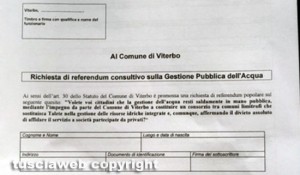 Referendum comunale acqua pubblica - Il modello