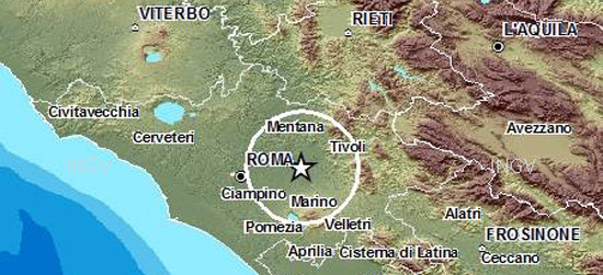 Terremoto tra Roma e Tivoli