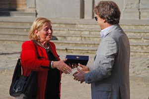 Viterbo - la preside del liceo Buratti, Paola Moscucci con il sindaco di Bagnoregio, Francesco Bigiotti