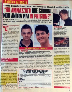 L'articolo di "Giallo" sul doppio schianto mortale di Viterbo