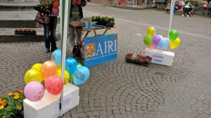 Lo stand dell'Airi a piazza delle Erbe