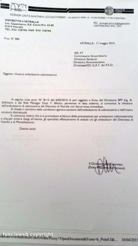 Vetralla - Chiusura poliambulatorio - La nota della Asl