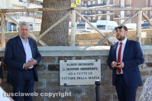 Viterbo - La cerimonia al parco Peppino Impastato - Leonardo Michelini e Cristian Scorsi