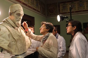 Acquapendente - Prove di pulitura del busto di Innocenzo X