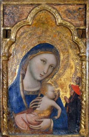 Madonna con Bambino, Cardinale e Santo Vescovo di Vitale da Bologna