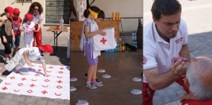 I volontari della croce rossa con i bambini dell’stituto F.lli Agosti di Castiglione di Teverina