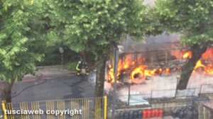 Sutri - Pullman Cotral in fiamme