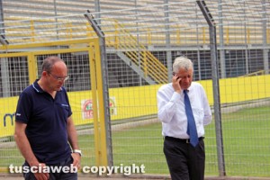 Viterbo - Il sindaco Michelini e Gianluca Fociani allo stadio Rocchi