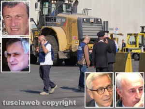 Viterbo - Il blitz di carabinieri e polstrada a Casale Bussi - Nei riquadri Ernesto Dello Vicario, Fulvio Santini, Rosario Carlo Noto La Diega e Francesco Bonfiglio