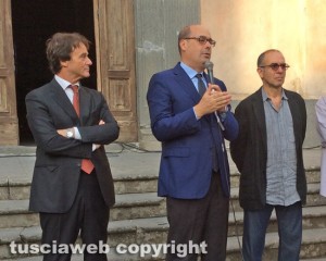 Nicola Zingaretti e Giuseppe Tornatore a Civita di Bagnoregio col sindaco Francesco Bigiotti