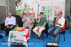 Viterbo - Festa dell'Unità - L'incontro con i presidenti di provincia di Viterbo Mauro Mazzola, il presidente della provincia di Rieti, Giuseppe Rinaldi, il segretario del Pd Andrea Egidi