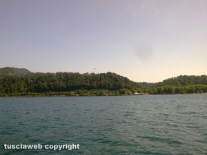 Bosco in fiamme sul lago di Bolsena