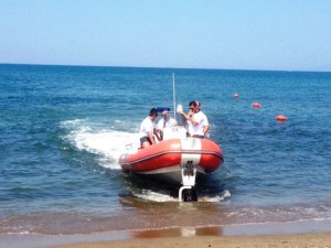 Tarquinia - Il mezzo anfibio della Protezione civile 