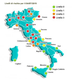 Ondata di calore in Italia - La mappa del ministero della salute