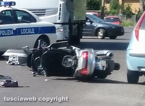 Vetralla - L'incidente in via Sant’Angelo intersezione via Campogiordano