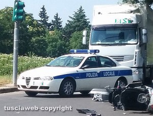 Vetralla - L'incidente in via Sant’Angelo intersezione via Campogiordano