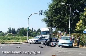 Vetralla - L'incidente in via Sant’Angelo intersezione via Campogiordano