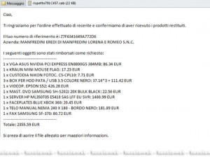 Allarme cryptolocker - Uno dei possibili esempi di email-truffa