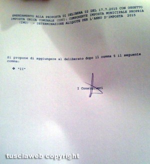 Comune - Uno degli emendamenti presentati dall'opposizione