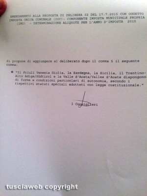 Comune - Uno degli emendamenti presentati dall'opposizione