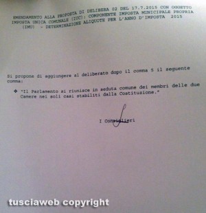 Comune - Uno degli emendamenti presentati dall'opposizione