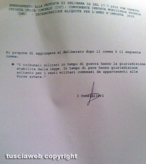 Comune - Uno degli emendamenti presentati dall'opposizione