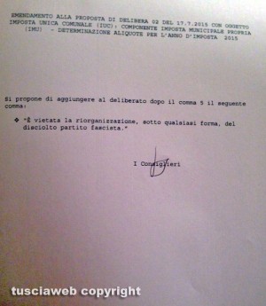Comune - Uno degli emendamenti presentati dall'opposizione