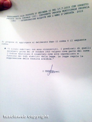 Comune - Uno degli emendamenti presentati dall'opposizione