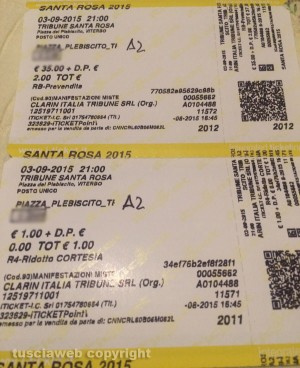 Santa Rosa 2015 - Alcuni dei biglietti venduti - Clicca sulla foto per ingrandire