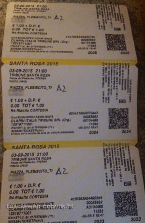 Santa Rosa 2015 - Alcuni dei biglietti venduti - Clicca sulla foto per ingrandire